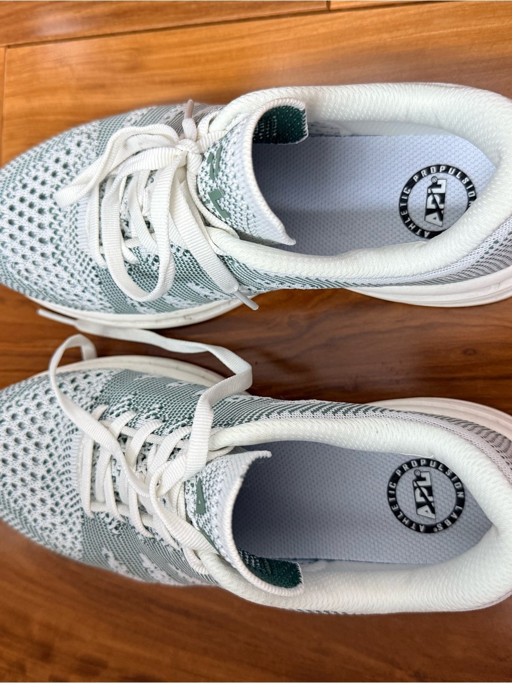 APL TechLoom Knit Sneakers in White & Sage Green